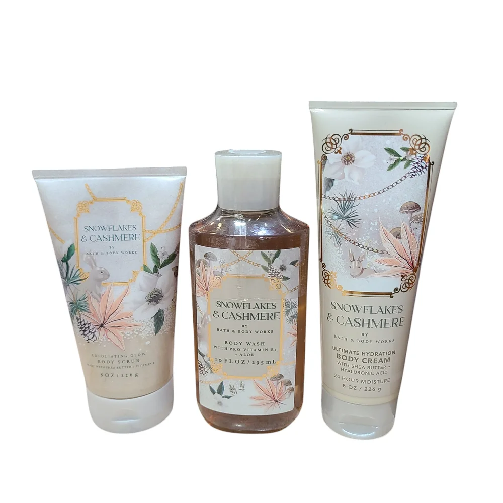 SNOWFLAKES & CASHMERE BATH & BODY SET BODY WASH, CREAM, SCRUB - Picture 1 of 1